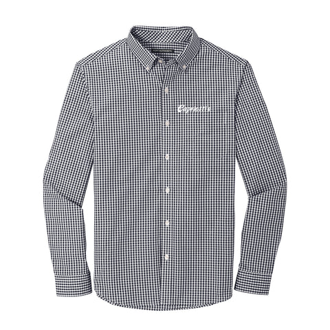 Men's Port Authority ® Broadcloth Gingham Easy Care Shirt - Black/White